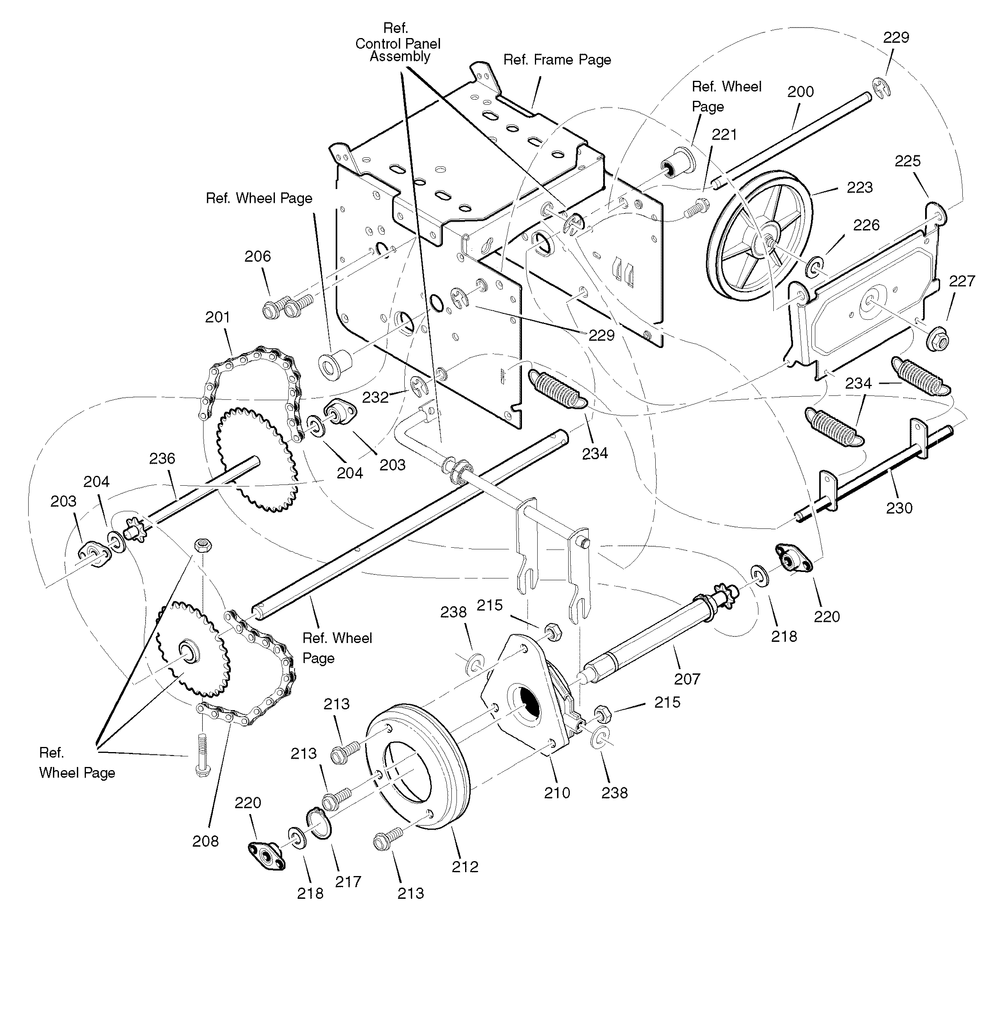 Drive Diagram and Parts List for 1695364-6271201X61 2007 Briggs and Stratton Snow Blower